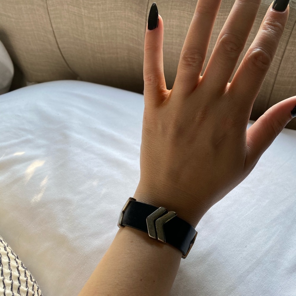 Chevron faux leather cuff
